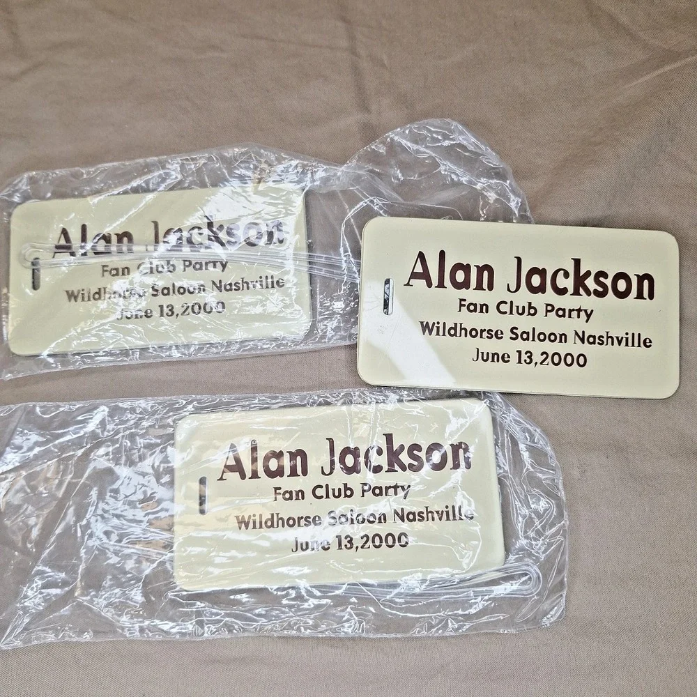 3 Alan Jackson Fan Club Luggage Tags Y2K Wildhorse Saloon Nashville Memorabilia